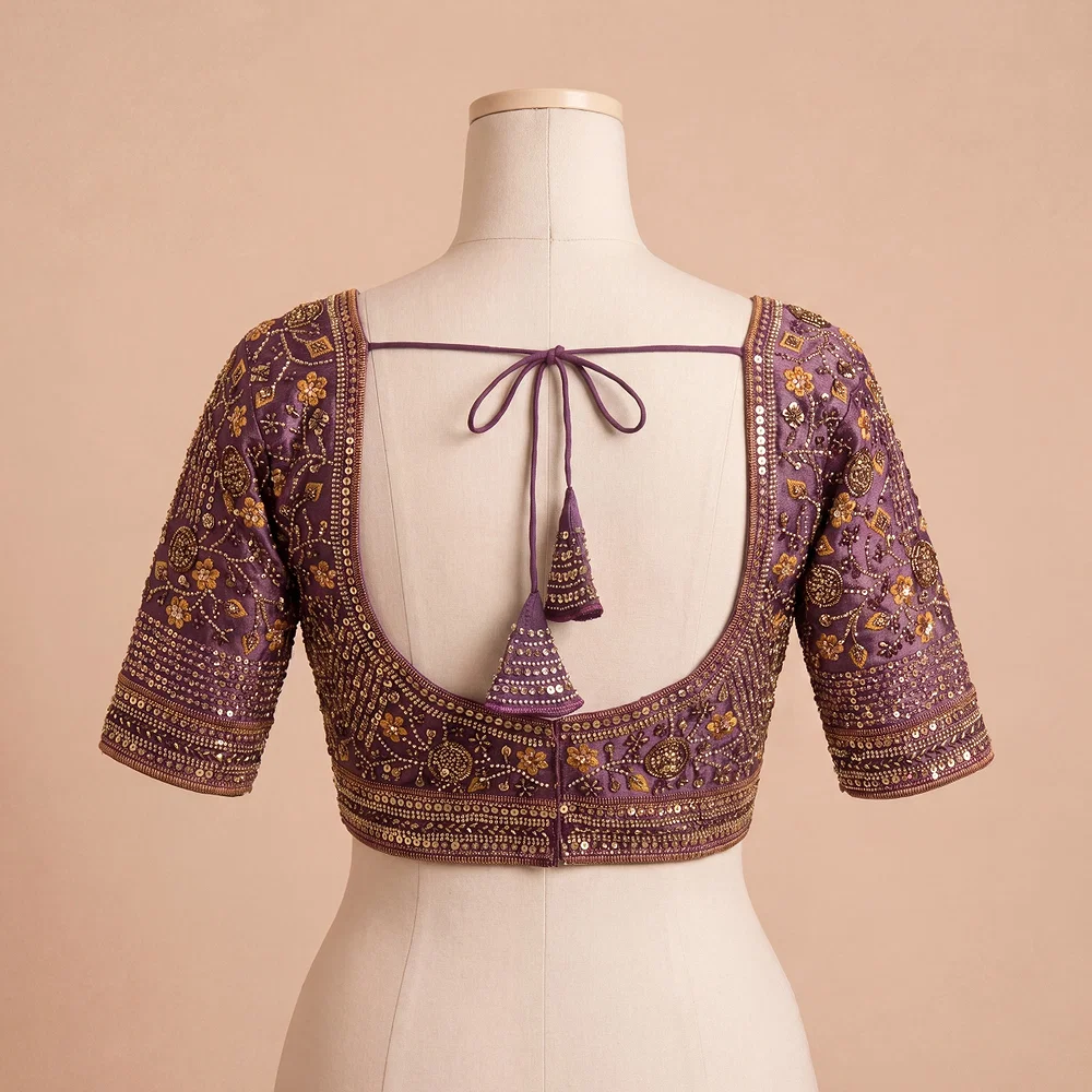 Wine Colour Heavy Handwork Party Blouse — view 3