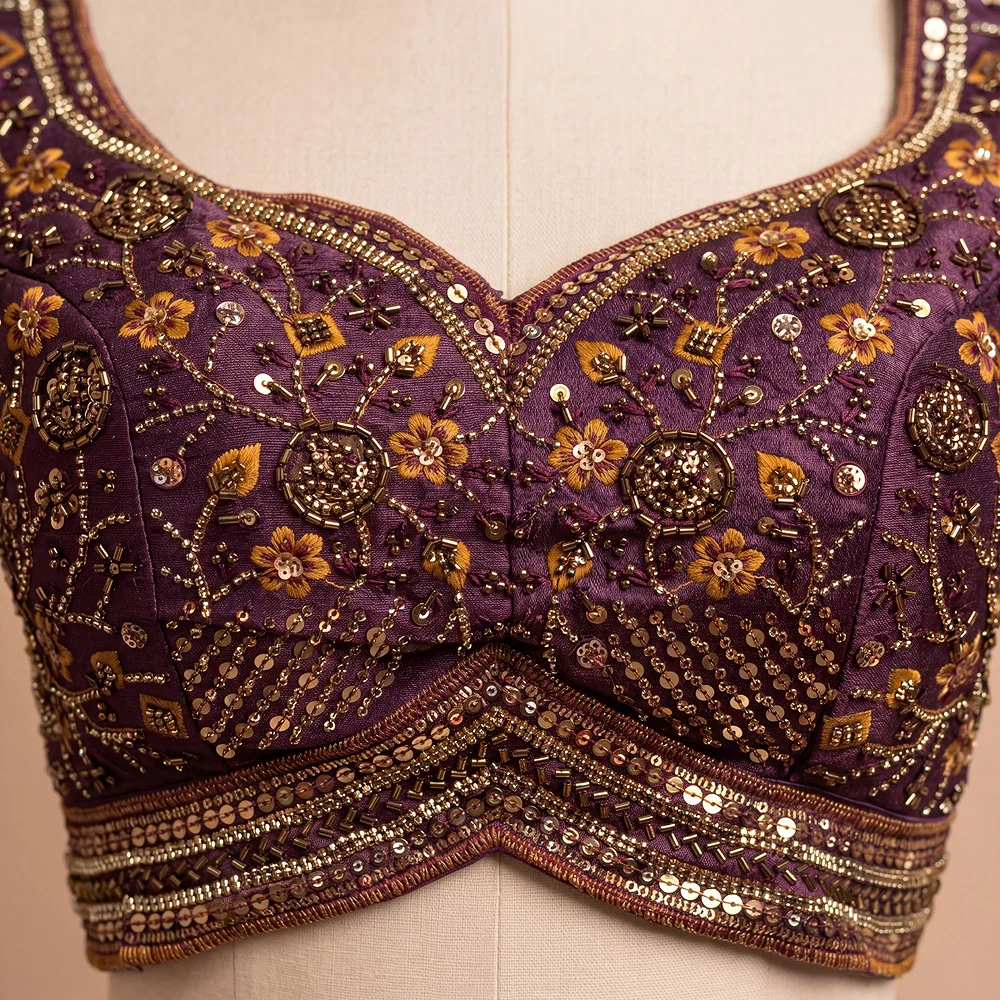 Wine Colour Heavy Handwork Party Blouse — view 4