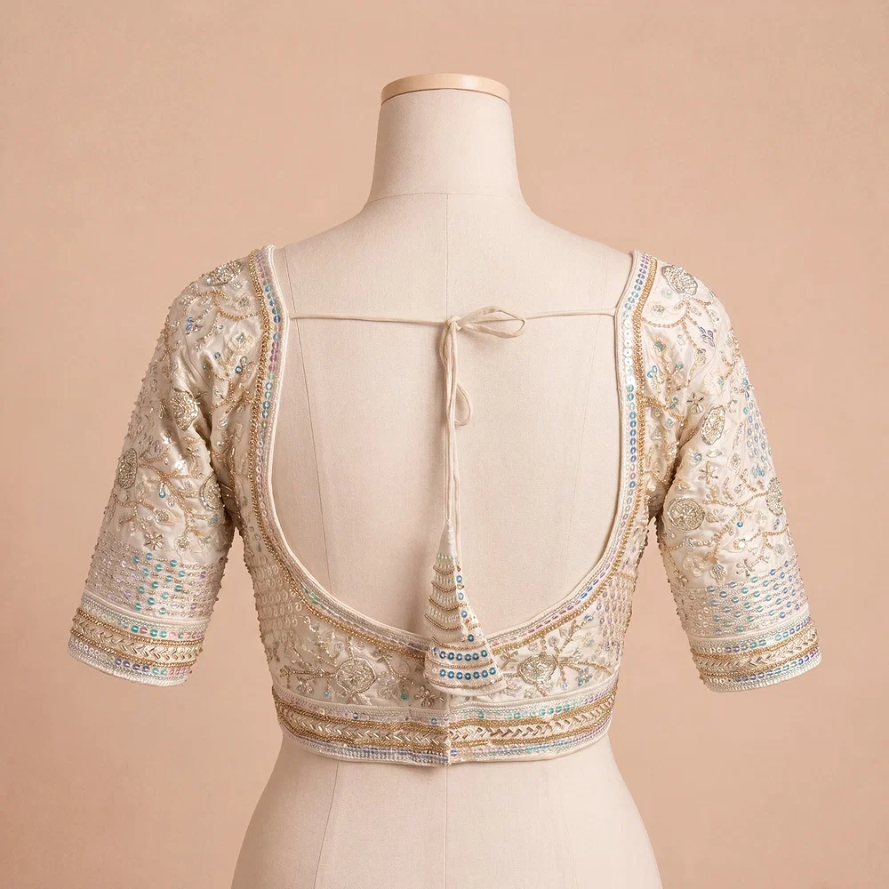 White Colour Heavy Handwork Party Blouse — view 3