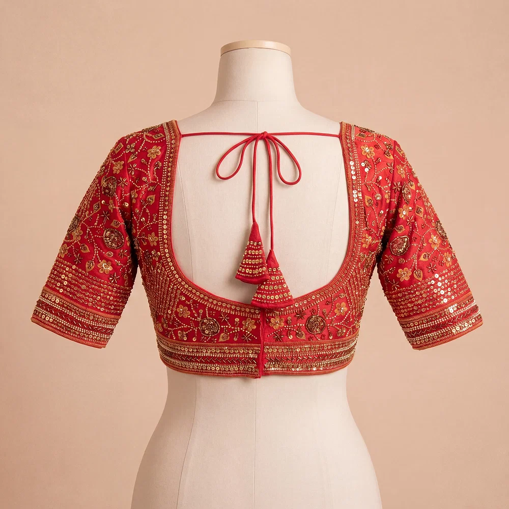 Red Colour Heavy Handwork Party Blouse — view 3