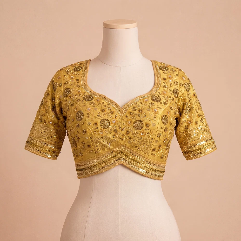 Gold Colour Heavy Handwork Party Blouse — view 2