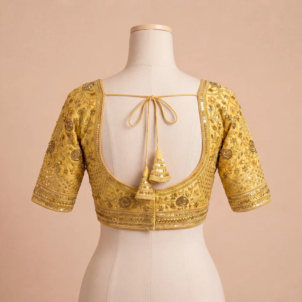 Gold Colour Heavy Handwork Party Blouse — view 3