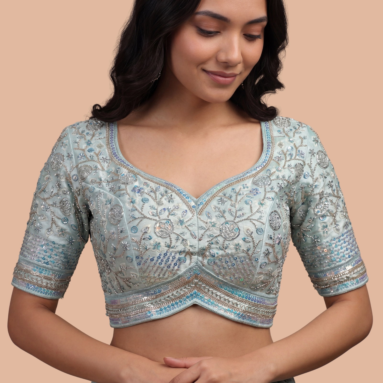 Blue Colour Heavy Handwork Party Blouse