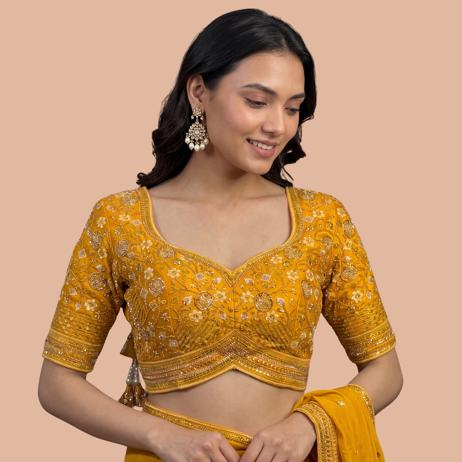 Yellow Colour Heavy Handwork Party Blouse