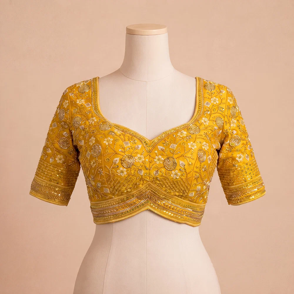 Yellow Colour Heavy Handwork Party Blouse — view 2