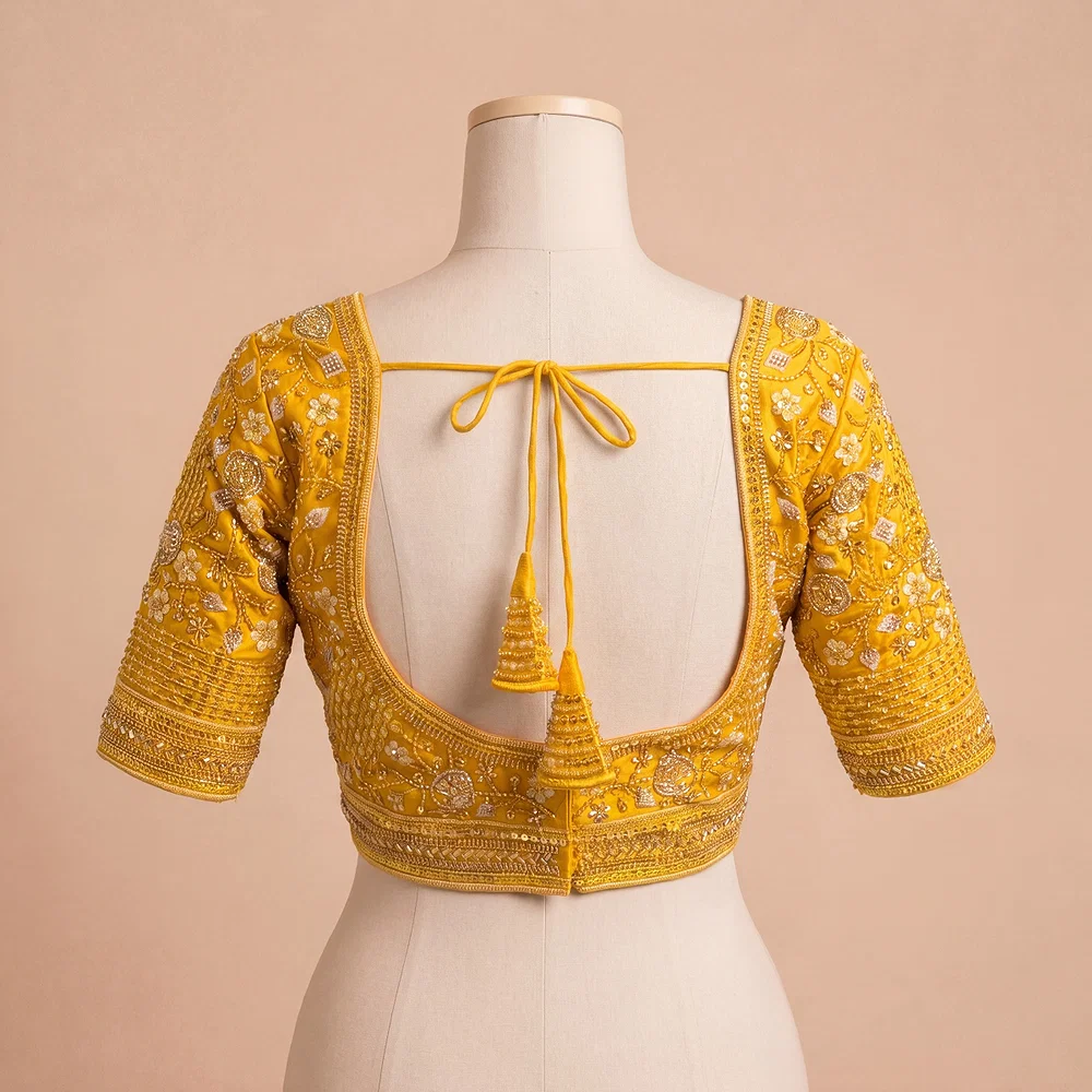 Yellow Colour Heavy Handwork Party Blouse — view 3
