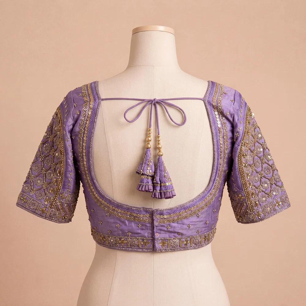 Lavender Heavy Stars & Beads Bridal Partywear Blouse — view 5