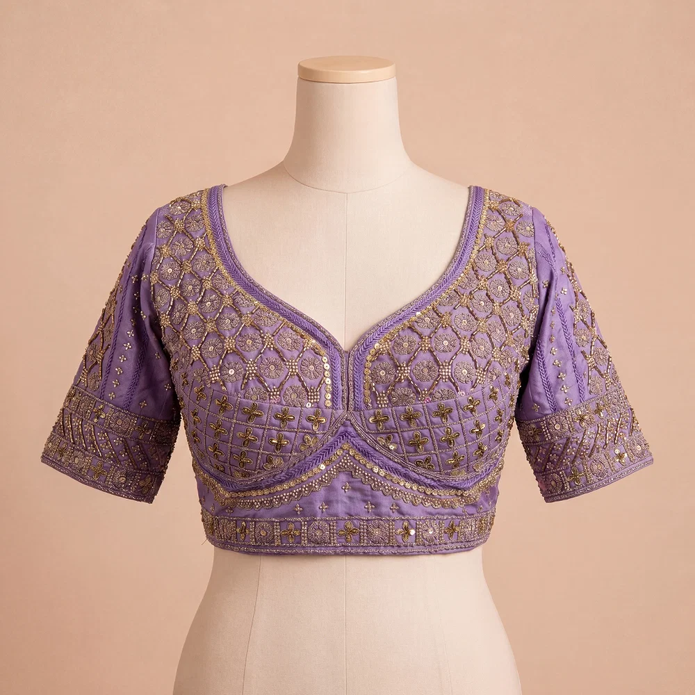 Lavender Heavy Stars & Beads Bridal Partywear Blouse — view 4