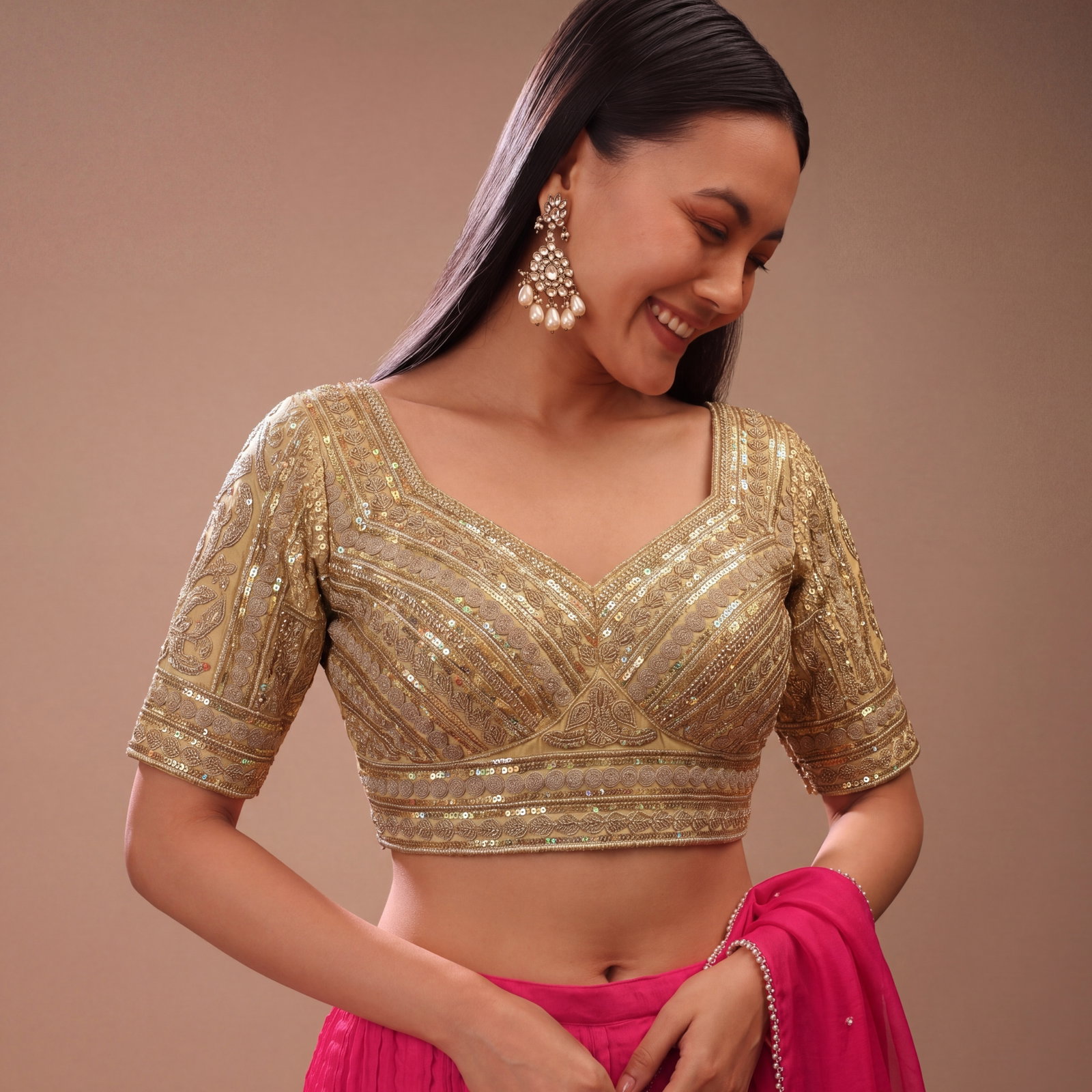 Chiku Bridal Italian Silk Embroidered Designer Readymade Blouse