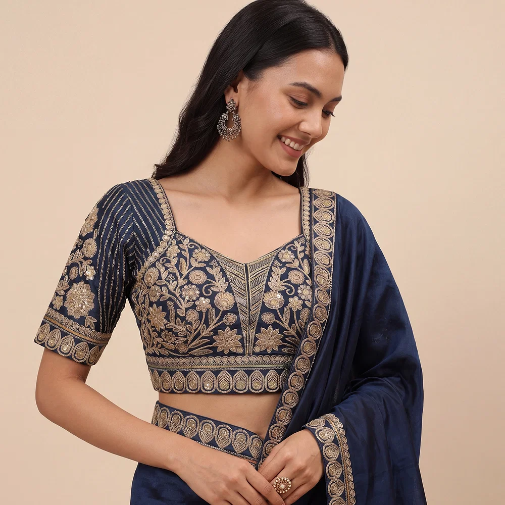 Morpeach Zari Work Partywear Half Sleeve Heavy Designer Blouse — view 1