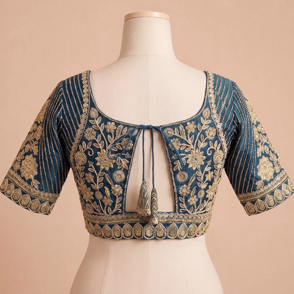 Morpeach Zari Work Partywear Half Sleeve Heavy Designer Blouse — view 3