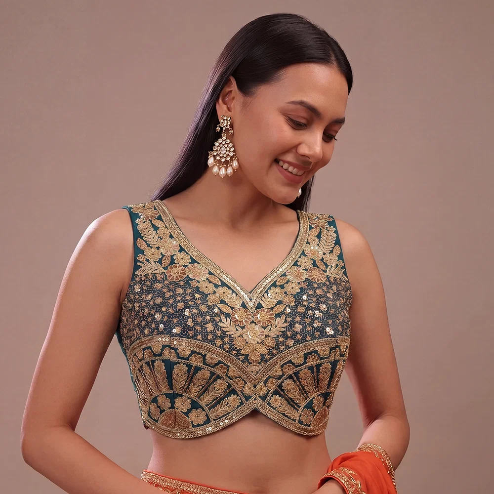 Morpeach Zari & Sequins Work  Partywear Sleeveless  Blouse — view 1