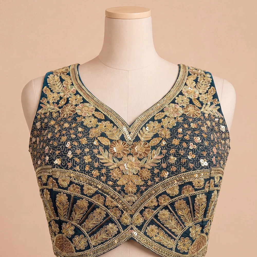 Morpeach Zari & Sequins Work  Partywear Sleeveless  Blouse — view 2