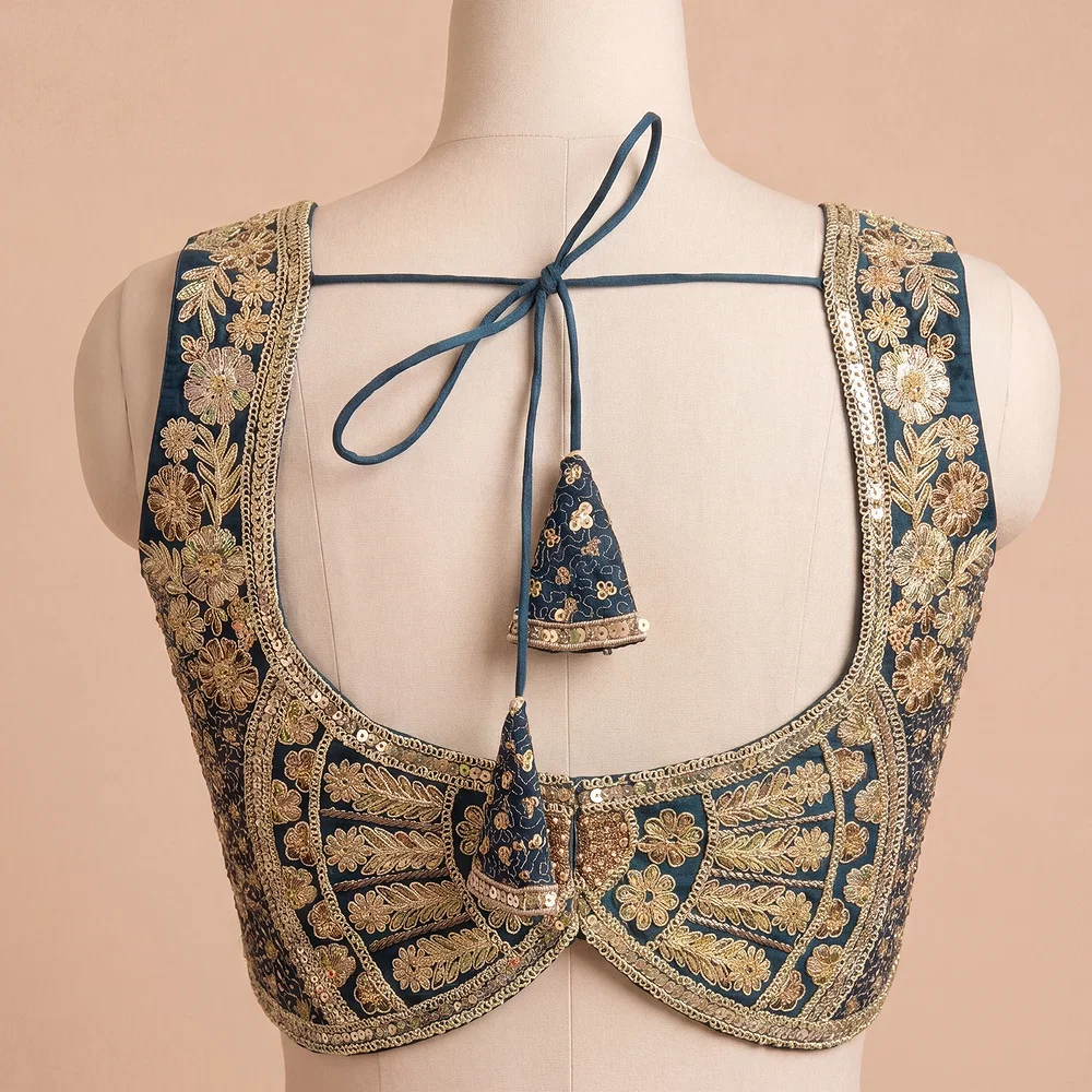 Morpeach Zari & Sequins Work  Partywear Sleeveless  Blouse — view 3