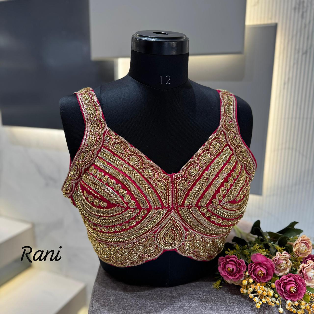 Rani Heavy Beads Work Sleeveless Italian Silk Blouse for Women