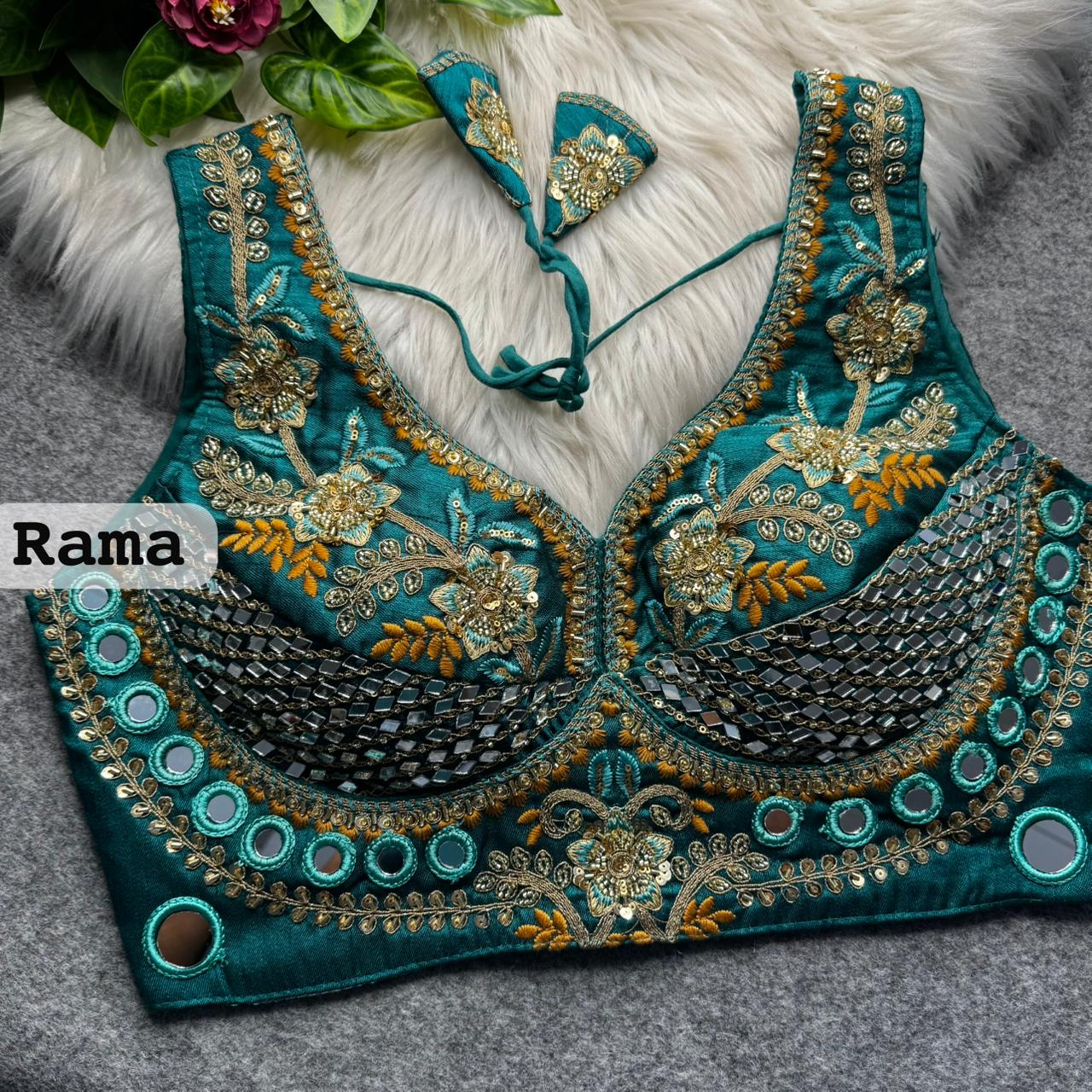Rama Sabyasachi Designer Beads & Real Mirror Work Bridal Blouse