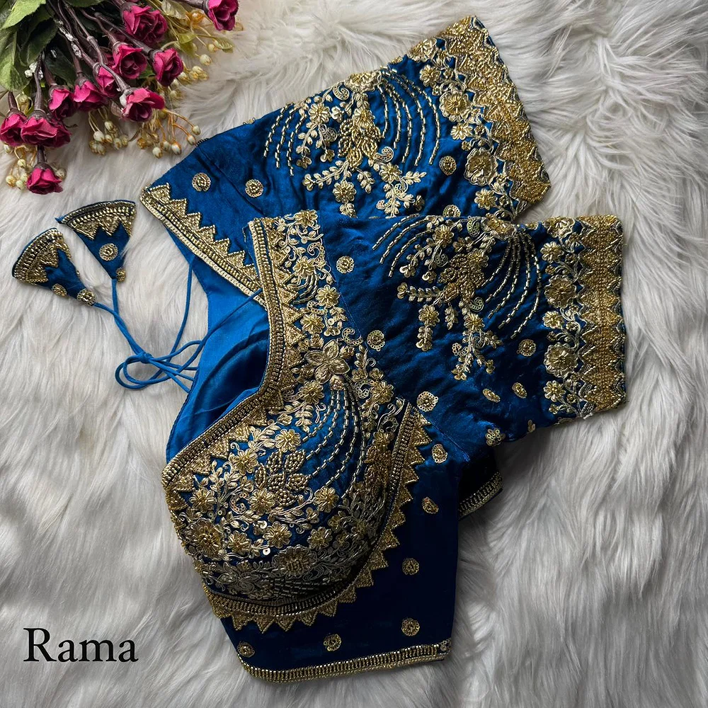 Rama Heavy Fandy Silk Beads, Sequin & Cording Work Designer Blouse — view 1