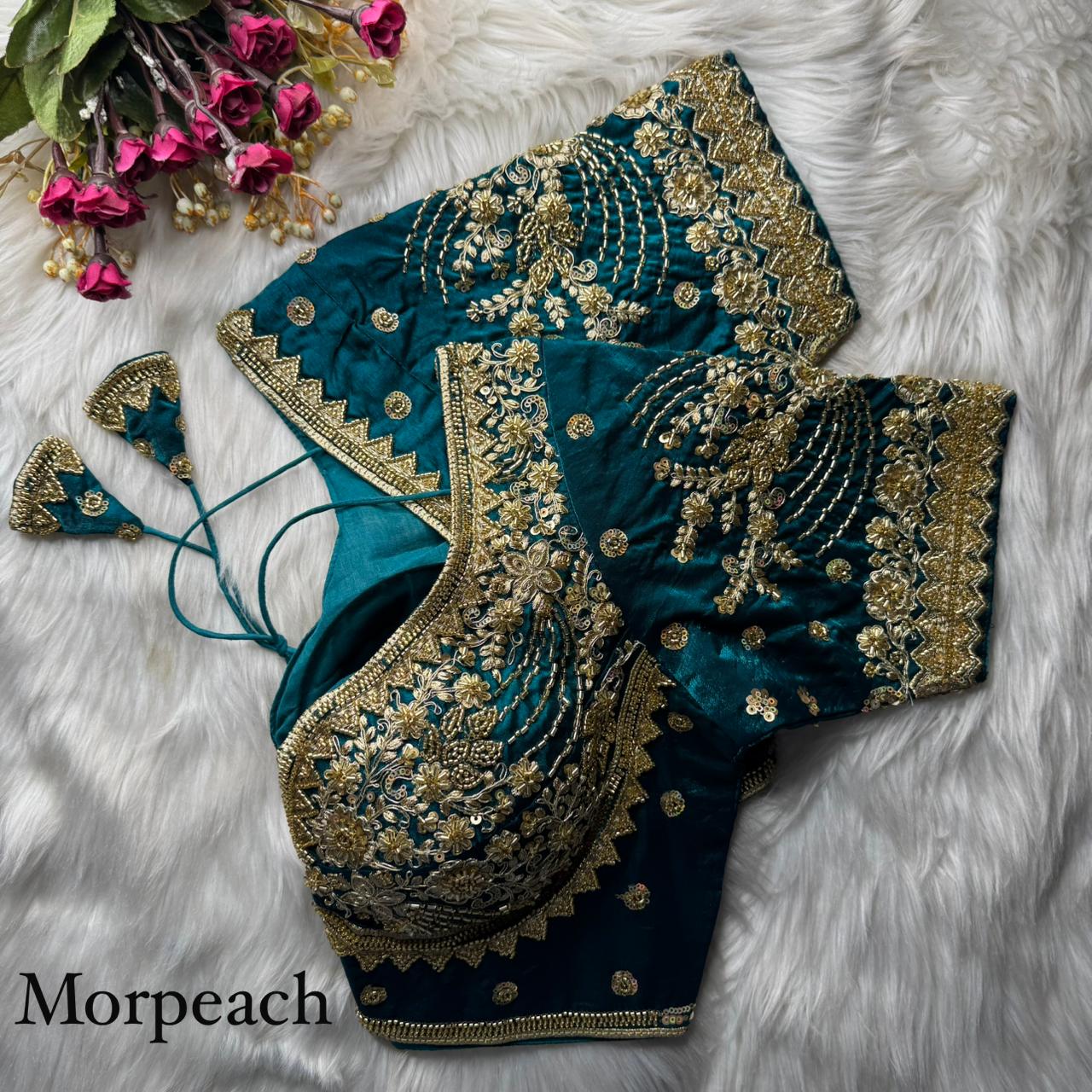 Morpeach Heavy Fandy Silk Beads, Sequin & Cording Work Designer Blouse