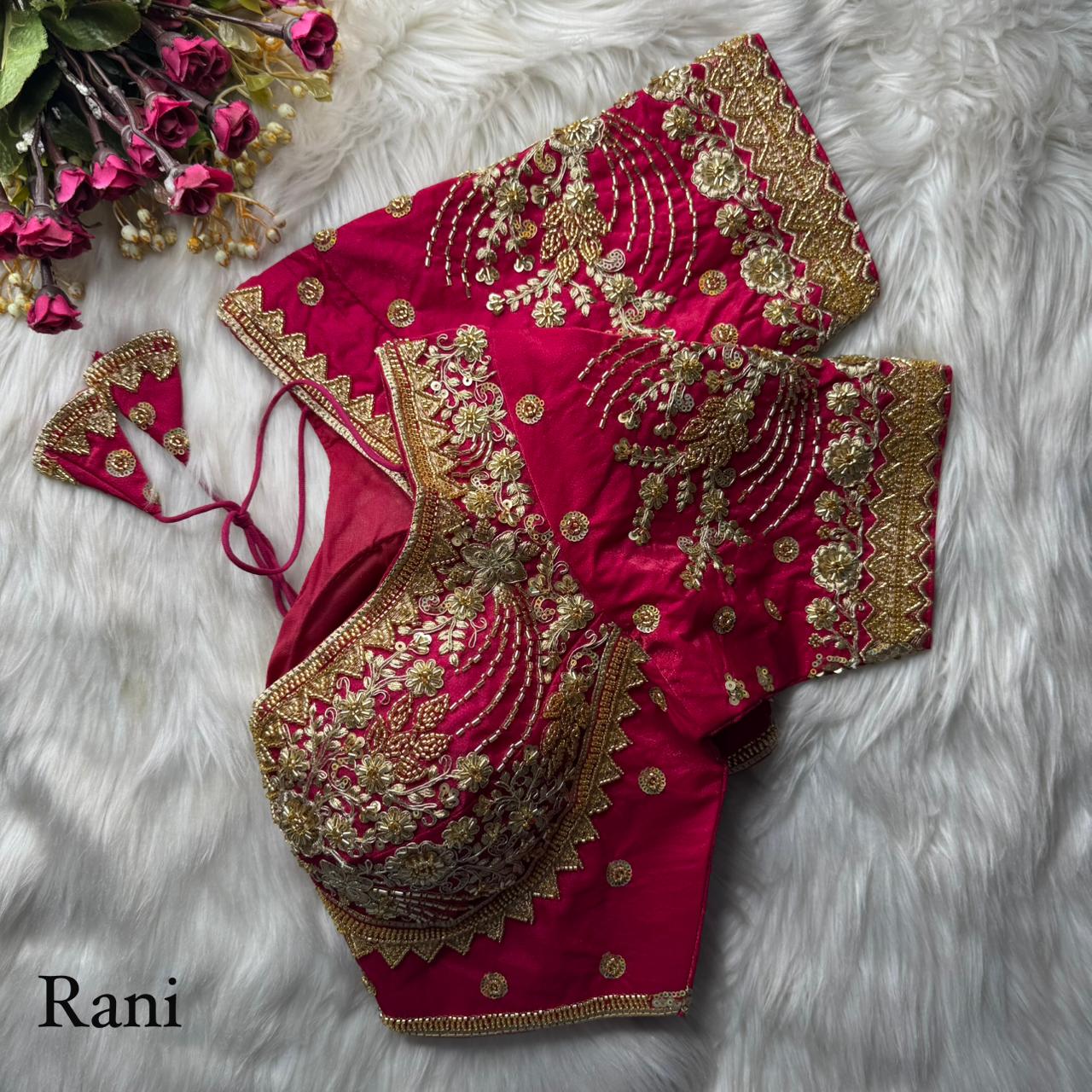 Rani Heavy Fandy Silk Beads, Sequin & Cording Work Designer Blouse