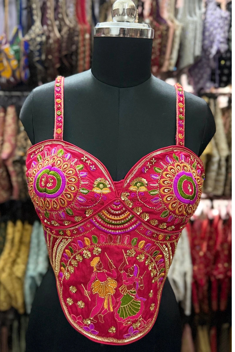 Rani Navratri Corset Garba Beads & Thread Work Blouse