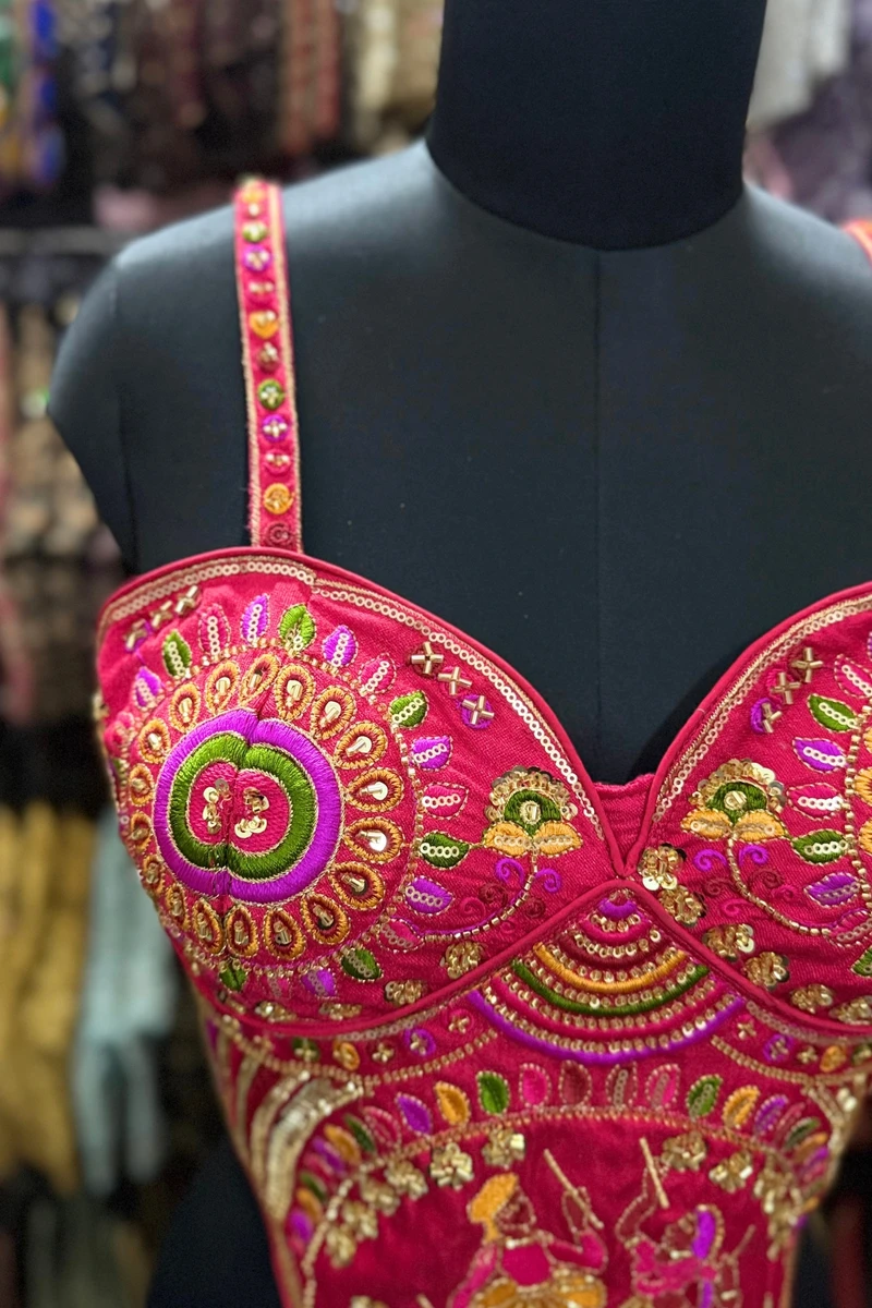 Rani Navratri Corset Garba Beads & Thread Work Blouse — view 3
