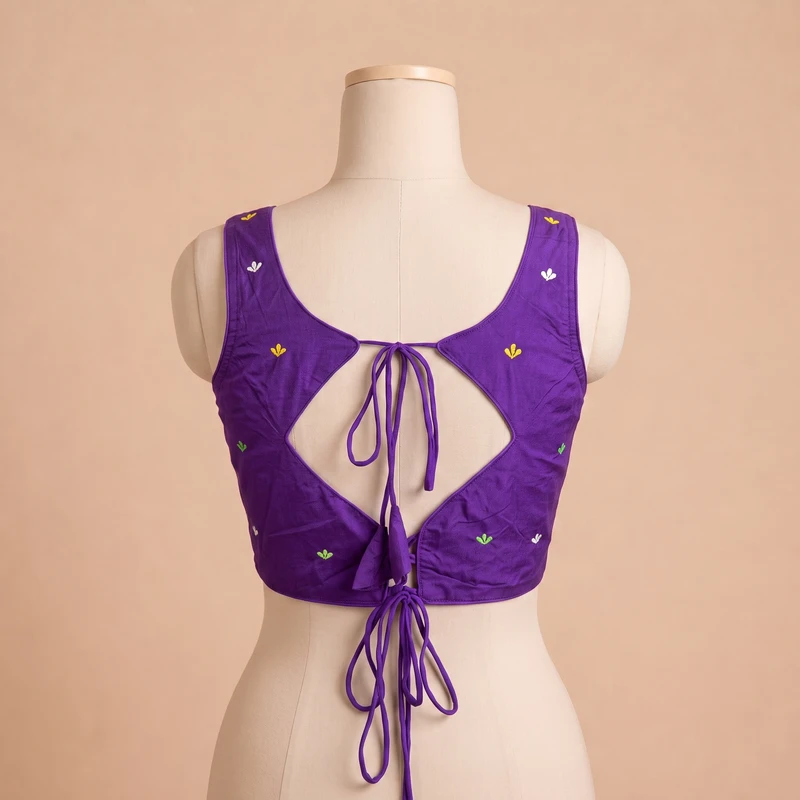 Purple Navratri Special Embroidery Kodi Garba Blouse — view 2