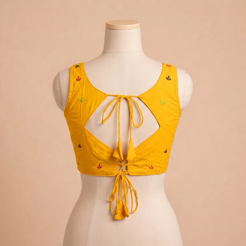 Mustard Navratri Special Embroidery Kodi Garba Blouse — view 2