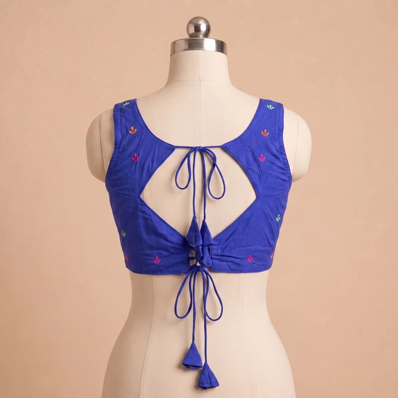 Royal Blue Navratri Special Embroidery Kodi Garba Blouse — view 2