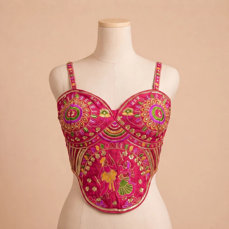 Rani Navratri Corset Garba Beads & Thread Work Blouse — view 2