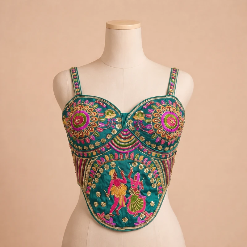 Rama Navratri Corset Garba Beads & Thread Work Blouse — view 3