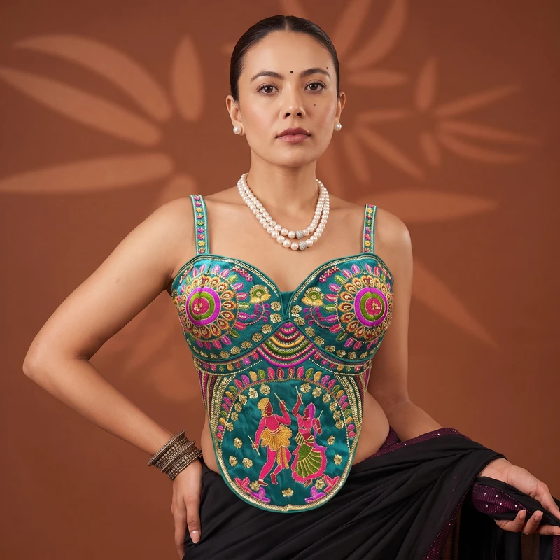 Rama Navratri Corset Garba Beads & Thread Work Blouse