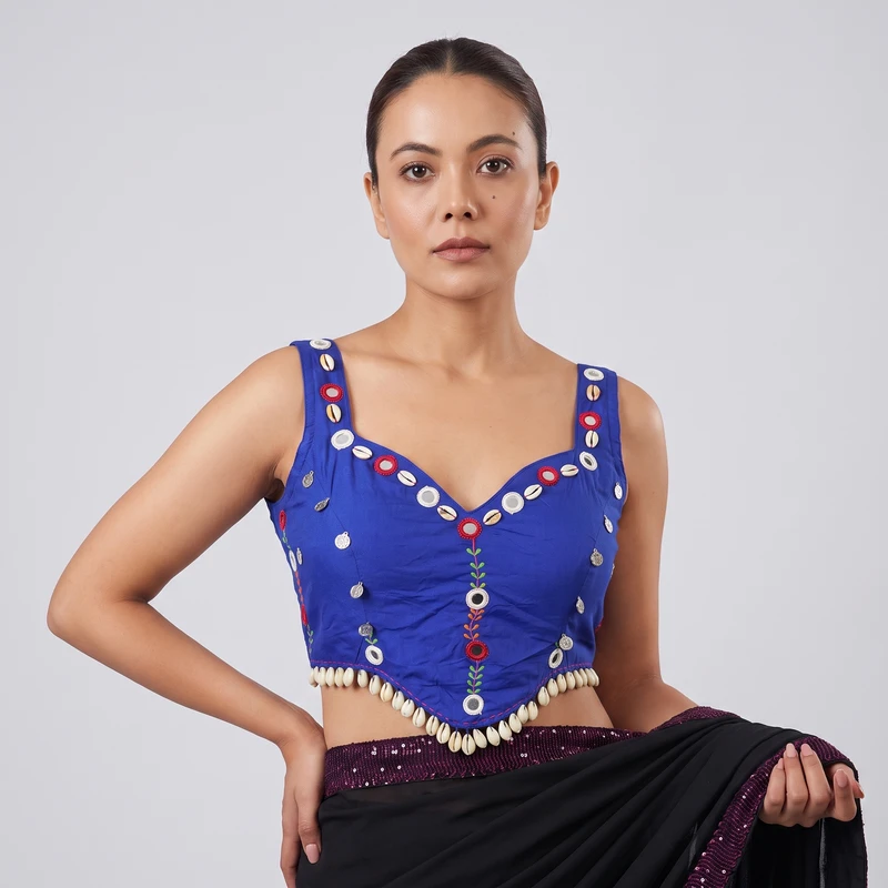 Royal Blue Navratri Special Embroidery Kodi Garba Blouse