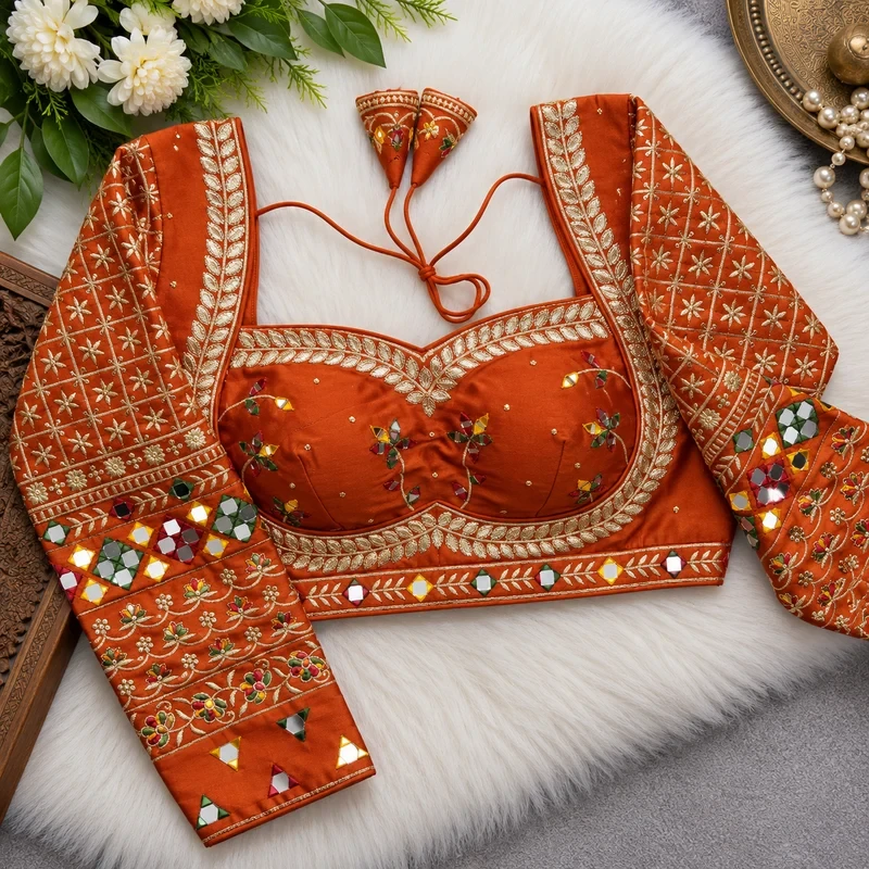Rust Colour Full Sleeve Karwachauth Blouse
