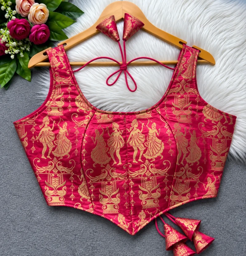 Rani Raas Leela Theme Corset Style Heavy Jari Banarasi Designer Blouse