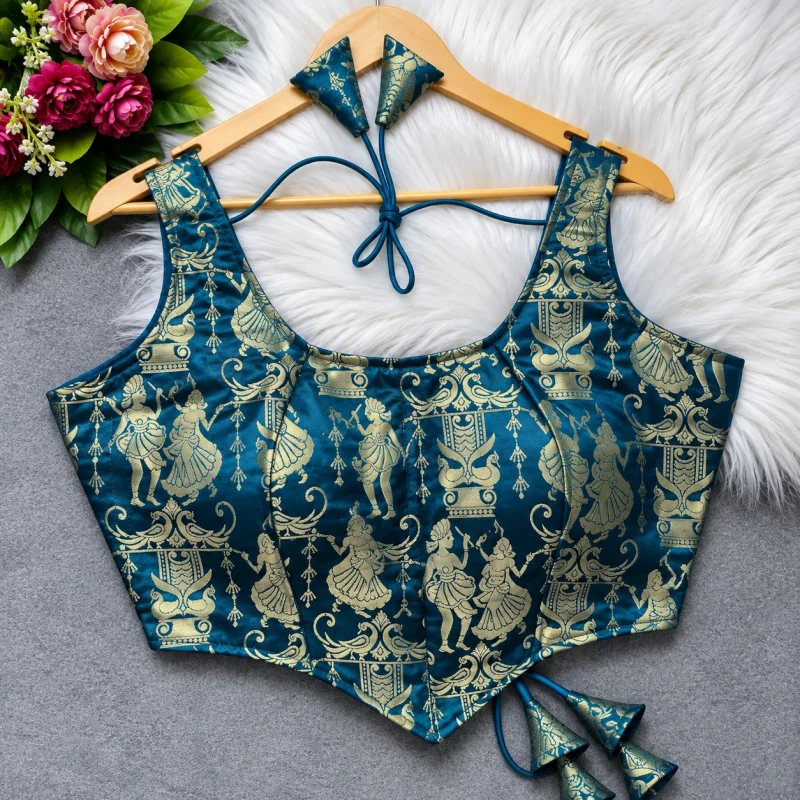 Morpeach Raas Leela Theme Corset Style Heavy Jari Banarasi Designer Blouse