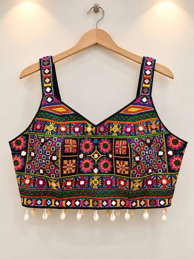 Black Katchi Work Navratri Blouse