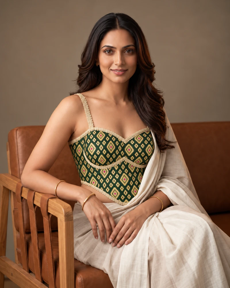Green Color Banarasi Brocade Corset Designer Blouse